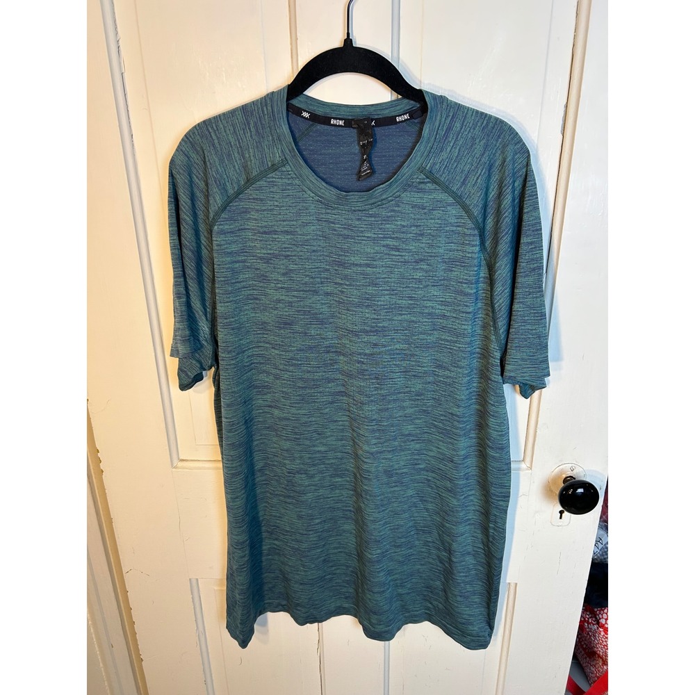 Rhone Reign Short Sleeve Training Shirt Mens XL Heathered Teal Blue 100429